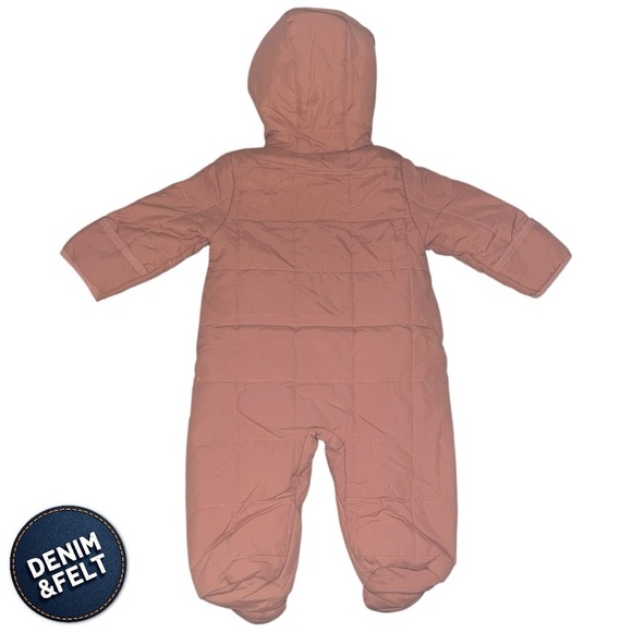 Cat & Jack Baby Pink/Cream Puffer Winter Snowsuit w/ Teddy Ears | NEW/NWT ❄️☃️🧸 - Picture 3 of 15